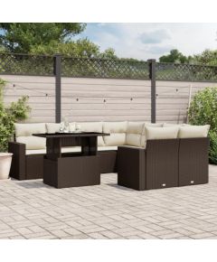 vidaXL vidaXL 9-cz. zestaw mebli ogrodowych z poduszkami, brązowy, polirattan Dārza mēbeļu komplekti