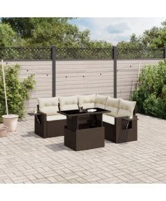 vidaXL vidaXL 6-cz. zestaw wypoczynkowy do ogrodu, z poduszkami, brązowy Dārza mēbeļu komplekti