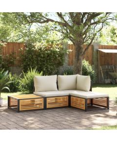 vidaXL vidaXL 4-cz. zestaw wypoczynkowy do ogrodu, poduszki, drewno akacjowe Dārza mēbeļu komplekti