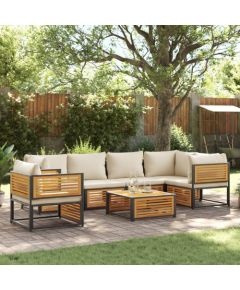 vidaXL vidaXL 7-cz. zestaw wypoczynkowy do ogrodu, z poduszkami, drewniany Dārza mēbeļu komplekti