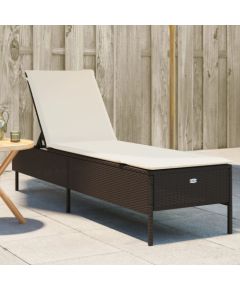 vidaXL vidaXL Leżak z poduszką, brązowy, polirattan Шезлонги и пляжные стулья