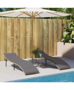 vidaXL vidaXL Leżaki z poduszkami, 2 szt., beżowe, polirattan Шезлонги и пляжные стулья