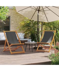 vidaXL Składane krzesła plażowe, 2 szt., szare, obite tkaniną Шезлонги и пляжные стулья