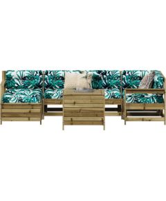 vidaXL 7-częściowy zestaw wypoczynkowy do ogrodu, impregnowana sosna Dārza mēbeļu komplekti