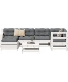 vidaXL 7-częściowy zestaw wypoczynkowy do ogrodu, biały, lite drewno sosnowe Dārza mēbeļu komplekti