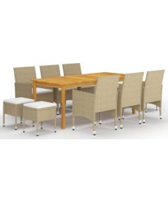 vidaXL 11-częściowy zestaw mebli ogrodowych, beżowy Dārza mēbeļu komplekti