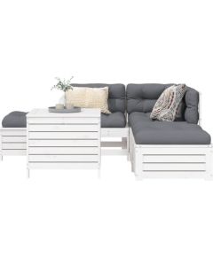 vidaXL vidaXL 6-cz. zestaw mebli ogrodowych, biały, drewno sosnowe Dārza mēbeļu komplekti