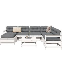 vidaXL vidaXL 8-cz. zestaw wypoczynkowy do ogrodu, biały, lite drewno sosnowe Dārza mēbeļu komplekti