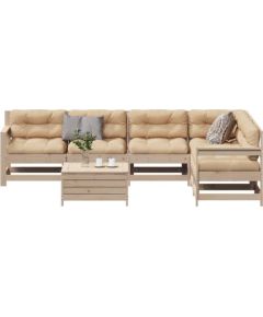 vidaXL vidaXL 7-cz. zestaw mebli ogrodowych z poduszkami, lite drewno sosnowe Dārza mēbeļu komplekti