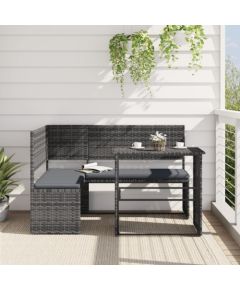 vidaXL Narożnik ogrodowy z poduszkami i stolikiem, rattan PE, szary Dārza mēbeļu komplekti