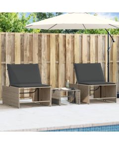 vidaXL Leżaki ze stolikiem, 2 szt., szare, polirattan Шезлонги и пляжные стулья