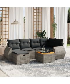 vidaXL 7-częściowy zestaw wypoczynkowy do ogrodu, z poduszkami, szary Dārza mēbeļu komplekti