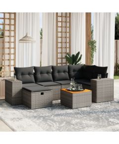 vidaXL 7-częściowy zestaw wypoczynkowy do ogrodu, z poduszkami, szary Dārza mēbeļu komplekti