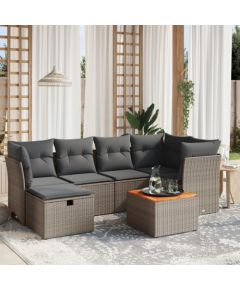 vidaXL 7-częściowy zestaw wypoczynkowy do ogrodu, z poduszkami, szary Dārza mēbeļu komplekti