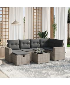 vidaXL 7-częściowy zestaw wypoczynkowy do ogrodu, z poduszkami, szary Dārza mēbeļu komplekti