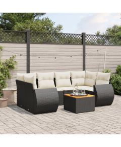 vidaXL 7-częściowy zestaw wypoczynkowy do ogrodu, z poduszkami, czarny Dārza mēbeļu komplekti