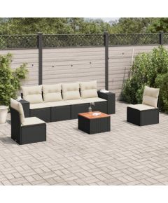 vidaXL 7-częściowy zestaw wypoczynkowy do ogrodu, z poduszkami, czarny Dārza mēbeļu komplekti