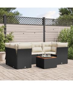 vidaXL 7-częściowy zestaw wypoczynkowy do ogrodu, z poduszkami, czarny Dārza mēbeļu komplekti