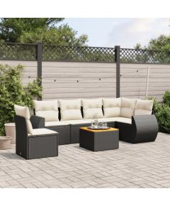 vidaXL 7-częściowy zestaw wypoczynkowy do ogrodu, z poduszkami, czarny Dārza mēbeļu komplekti