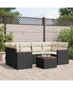 vidaXL 7-częściowy zestaw wypoczynkowy do ogrodu, z poduszkami, czarny Dārza mēbeļu komplekti