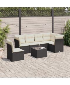 vidaXL 7-częściowy zestaw wypoczynkowy do ogrodu, z poduszkami, czarny Dārza mēbeļu komplekti