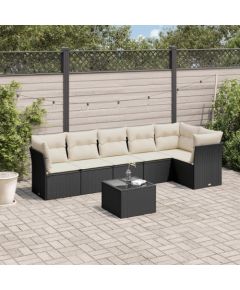 vidaXL 7-częściowy zestaw wypoczynkowy do ogrodu, z poduszkami, czarny Dārza mēbeļu komplekti