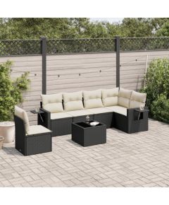 vidaXL 7-częściowy zestaw wypoczynkowy do ogrodu, z poduszkami, czarny Dārza mēbeļu komplekti