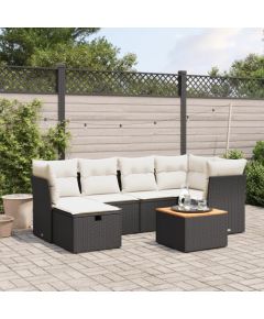 vidaXL 7-częściowy zestaw wypoczynkowy do ogrodu, z poduszkami, czarny Dārza mēbeļu komplekti