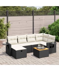 vidaXL 7-częściowy zestaw wypoczynkowy do ogrodu, z poduszkami, czarny Dārza mēbeļu komplekti