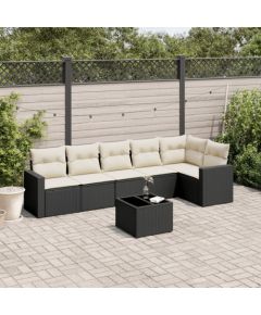 vidaXL 7-częściowy zestaw wypoczynkowy do ogrodu, z poduszkami, czarny Dārza mēbeļu komplekti