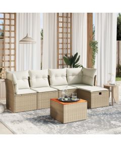 vidaXL 6-częściowy zestaw mebli ogrodowych z poduszkami, beżowy, polirattan Dārza mēbeļu komplekti