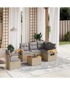 vidaXL 6-częściowy zestaw mebli ogrodowych z poduszkami, beżowy, polirattan Dārza mēbeļu komplekti