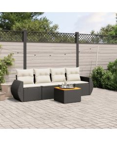 vidaXL 5-częściowy zestaw wypoczynkowy do ogrodu, poduszki, czarny rattan PE Dārza mēbeļu komplekti