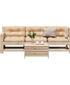 vidaXL 4-częściowy zestaw mebli ogrodowych z poduszkami, lite drewno sosnowe Dārza mēbeļu komplekti