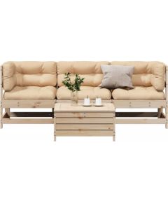 vidaXL 4-częściowy zestaw mebli ogrodowych z poduszkami, lite drewno sosnowe Dārza mēbeļu komplekti