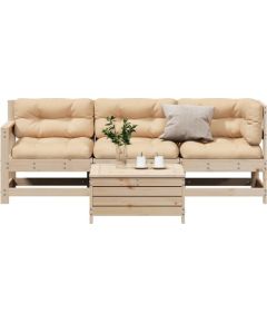 vidaXL 4-częściowy zestaw mebli ogrodowych z poduszkami, lite drewno sosnowe Dārza mēbeļu komplekti