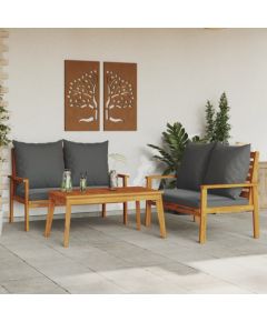 vidaXL 3-częściowy zestaw wypoczynkowy do ogrodu, poduszki, drewno akacjowe Dārza mēbeļu komplekti