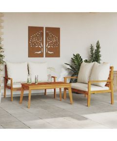 vidaXL 3-częściowy zestaw wypoczynkowy do ogrodu, poduszki, drewno akacjowe Dārza mēbeļu komplekti