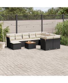 vidaXL 11-częściowy zestaw wypoczynkowy do ogrodu, poduszki czarny rattan PE Dārza mēbeļu komplekti