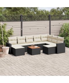 vidaXL 10-częściowy zestaw wypoczynkowy do ogrodu, z poduszkami, czarny Dārza mēbeļu komplekti