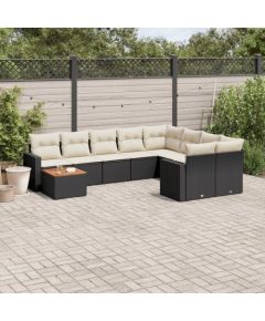 vidaXL 10-częściowy zestaw wypoczynkowy do ogrodu, poduszki czarny rattan PE Dārza mēbeļu komplekti