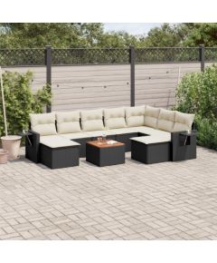 vidaXL 10-częściowy zestaw wypoczynkowy do ogrodu, poduszki czarny rattan PE Dārza mēbeļu komplekti