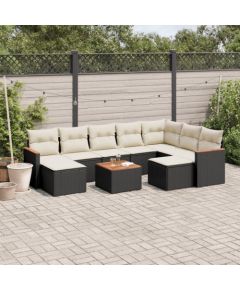 vidaXL 10-częściowy zestaw wypoczynkowy do ogrodu, poduszki czarny rattan PE Dārza mēbeļu komplekti