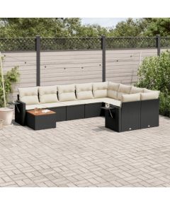 vidaXL 10-częściowy zestaw wypoczynkowy do ogrodu, poduszki czarny rattan PE Dārza mēbeļu komplekti