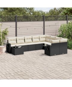 vidaXL 10-częściowy zestaw wypoczynkowy do ogrodu, poduszki czarny rattan PE Dārza mēbeļu komplekti