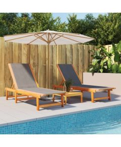 vidaXL vidaXL Leżaki, 2 szt., czarne, lite drewno akacjowe i textilene Шезлонги и пляжные стулья