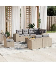 vidaXL 9-częściowy zestaw mebli ogrodowych z poduszkami, beżowy, polirattan Dārza mēbeļu komplekti