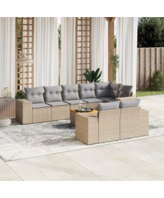 vidaXL 9-częściowy zestaw mebli ogrodowych z poduszkami, beżowy, polirattan Dārza mēbeļu komplekti