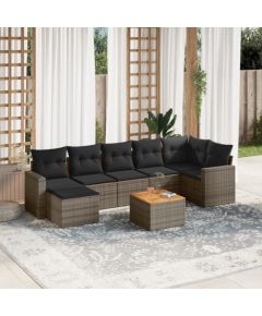 vidaXL 8-częściowy zestaw mebli ogrodowych z poduszkami, szary, polirattan Dārza mēbeļu komplekti