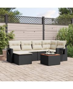 vidaXL 7-częściowy zestaw wypoczynkowy do ogrodu, z poduszkami, czarny Dārza mēbeļu komplekti